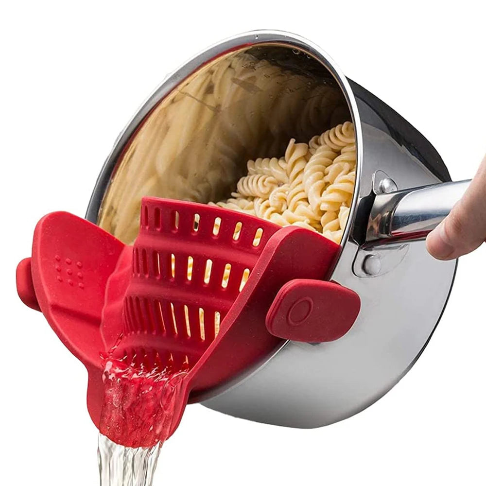 Passoire Clip Silicone – Ustensile Cuisine pour Pâtes, Légumes & Fruits