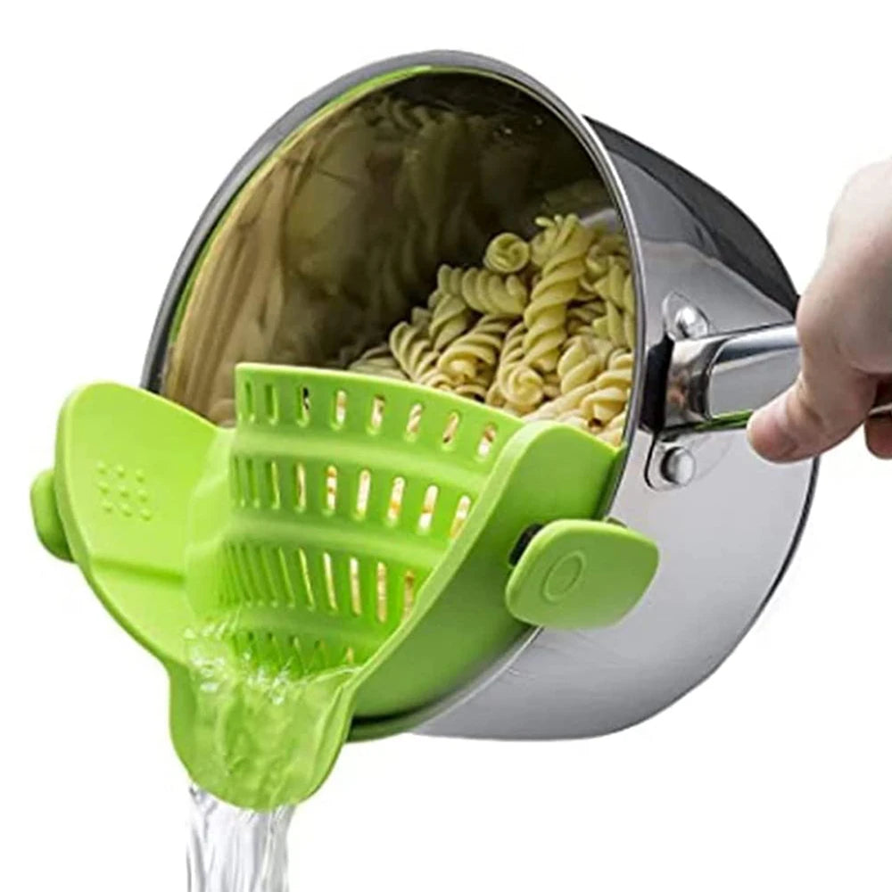 Passoire Clip Silicone – Ustensile Cuisine pour Pâtes, Légumes & Fruits
