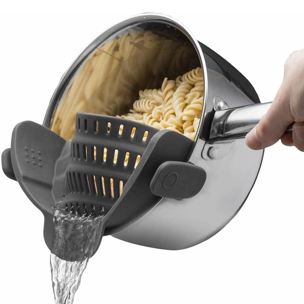 Passoire Clip Silicone – Ustensile Cuisine pour Pâtes, Légumes & Fruits